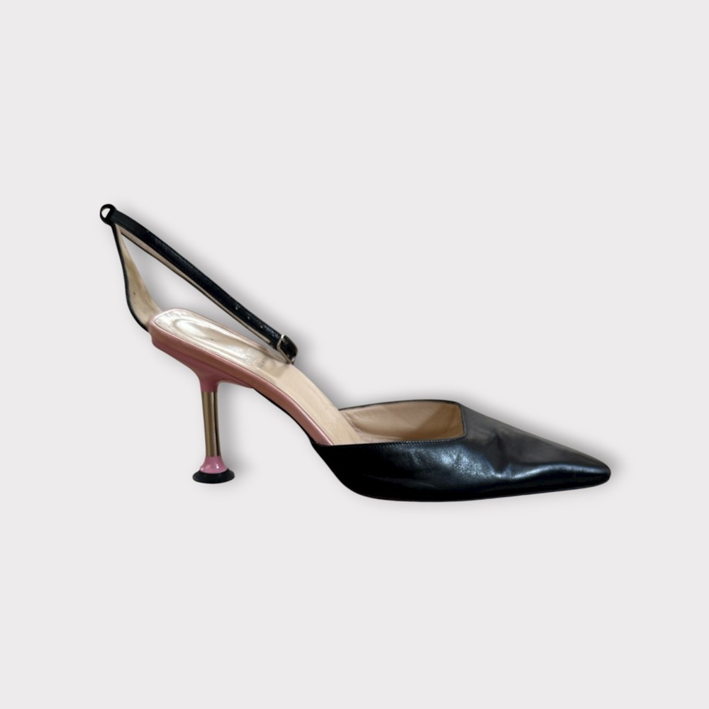 Fendi Black and Pink Slingback Heels